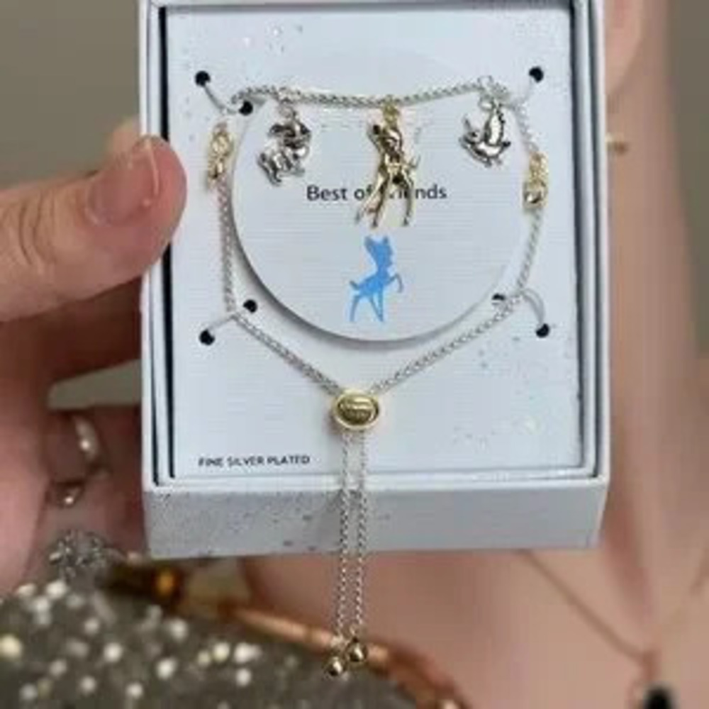?? Disney Girls Silver and Gold Charm Bracelet With Original Box